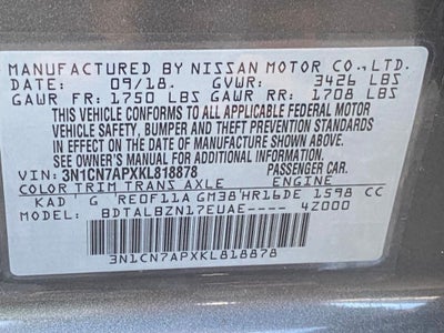 2019 Nissan Versa 1.6 SV
