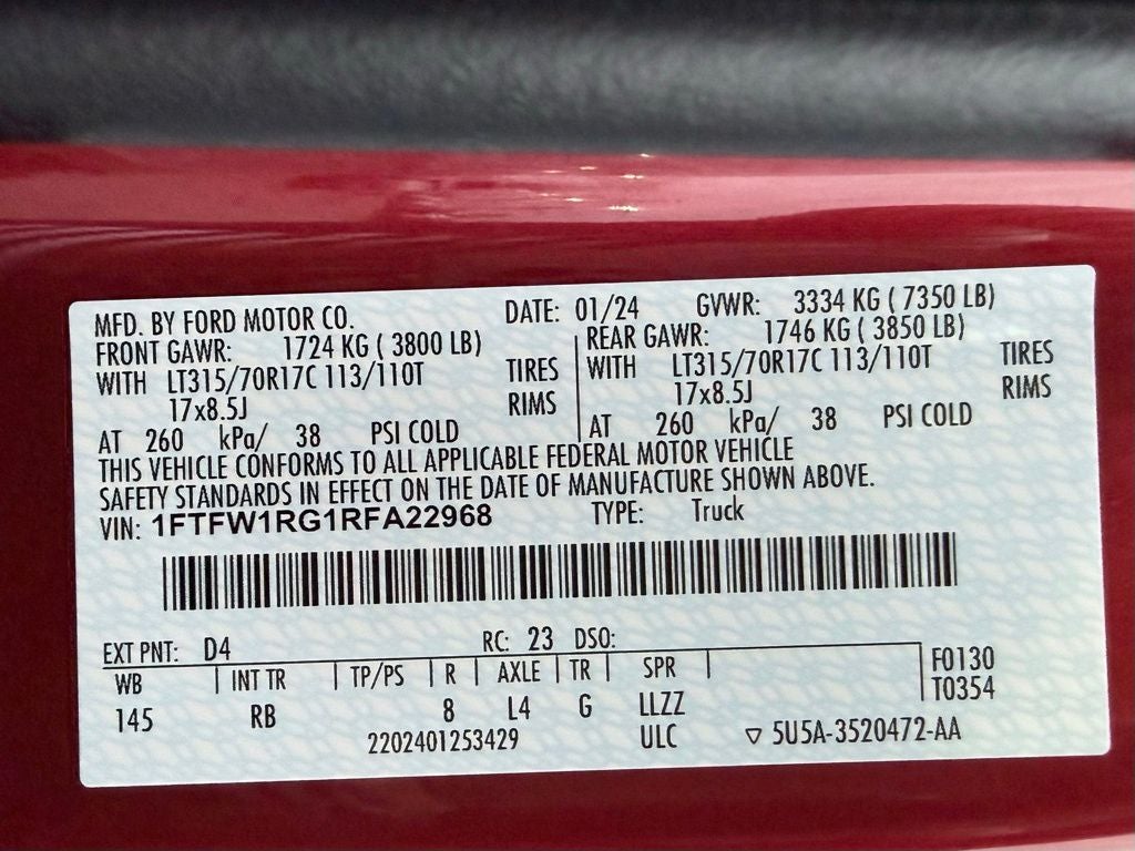 2024 Ford F-150 Raptor 1 owner clean car fax