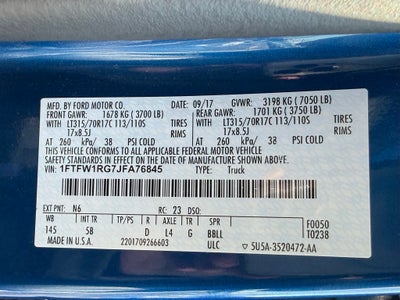 2018 Ford F-150 Raptor rapt tech pack,360 camera,stell bumper,twin moonro