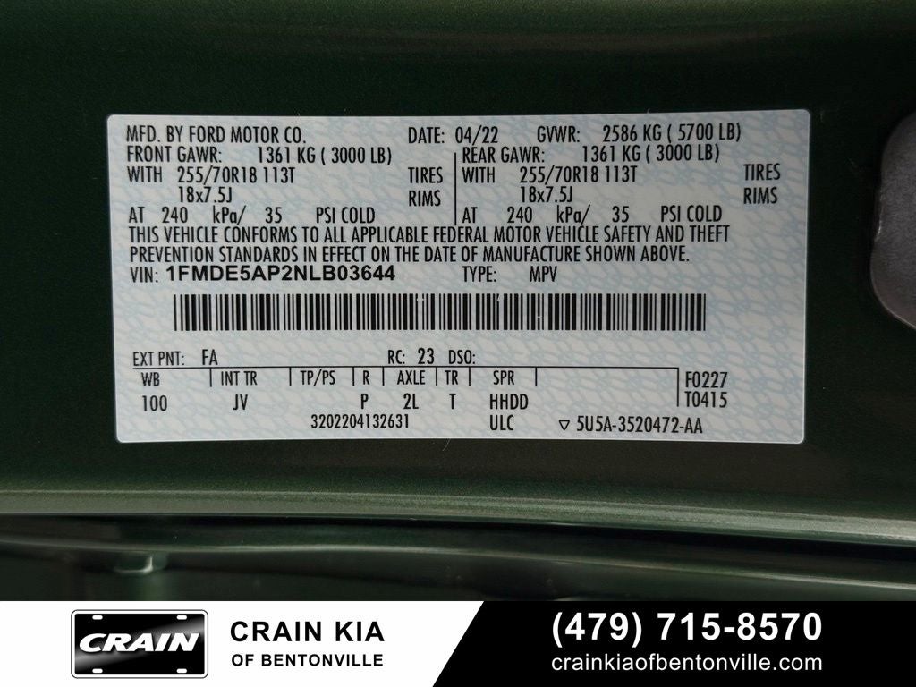 2022 Ford Bronco Outer Banks - $50,935 MSRP / 4WD / 314A / HIGH / LUX