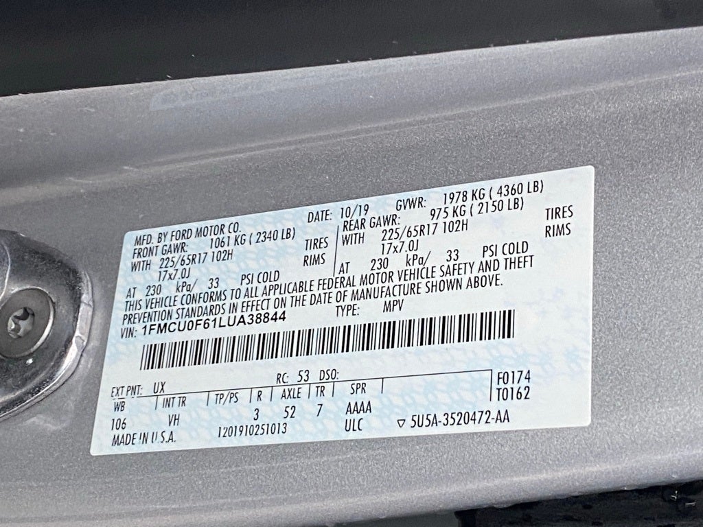 2020 Ford Escape S CLEAN CARFAX / BLUETOOTH