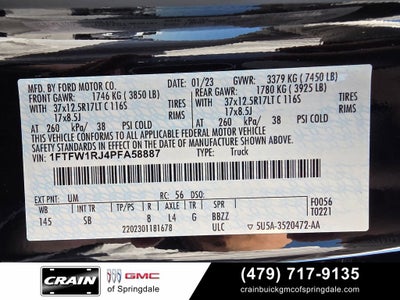 2023 Ford F-150 Raptor PAINT MATCHED / K03 37'S / MOONROOF